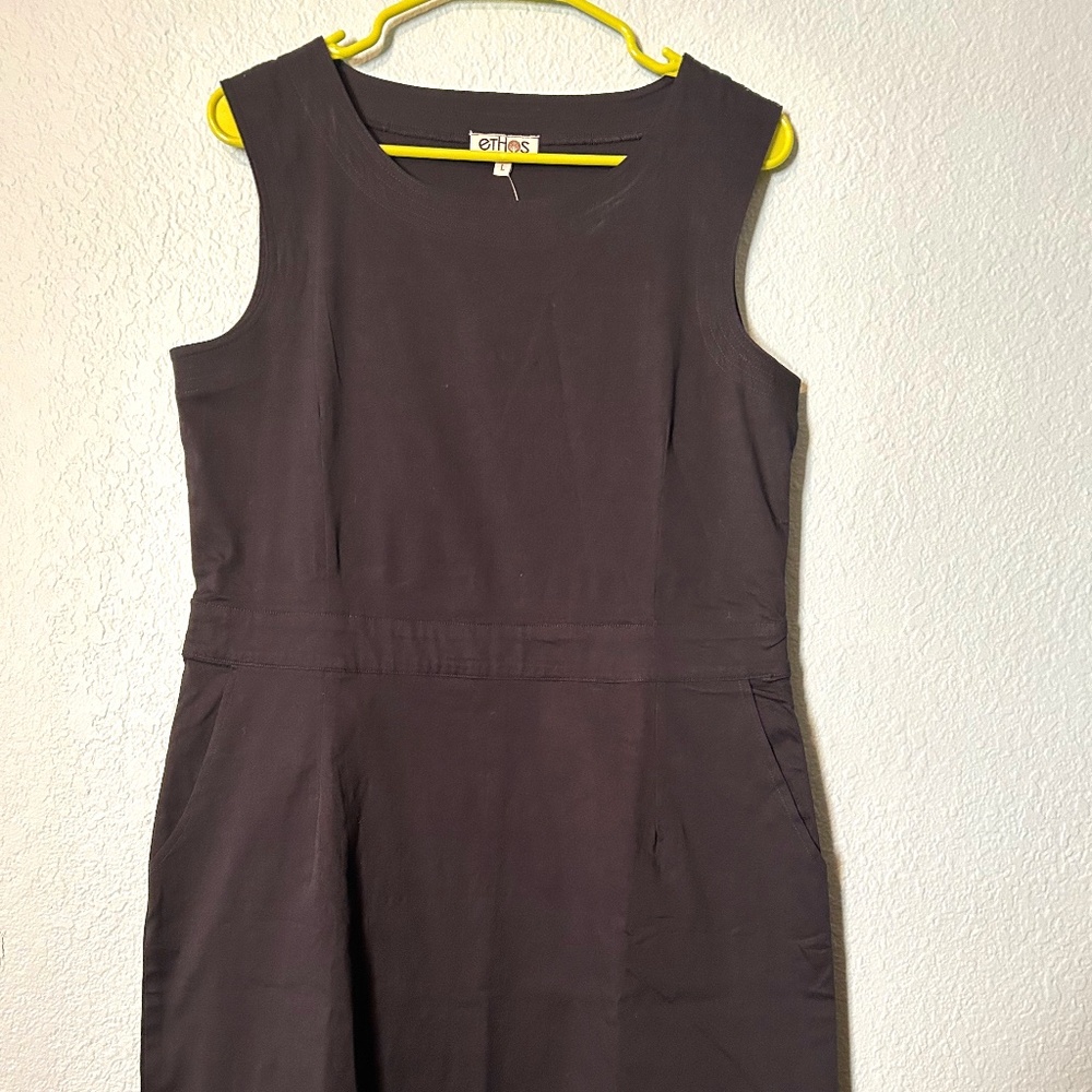 Ethos Paris, Black cotton dress, Size L, Fair-trade, Organic, NEW WITH TAGS